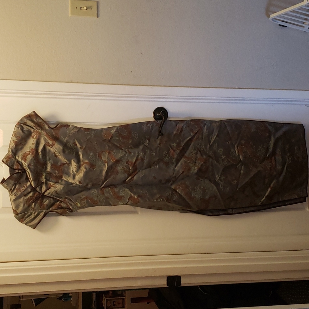 Green-gray dragon Asian-style dress Small